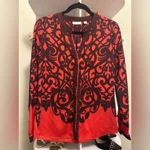 New York & Company Red and Black Blouse